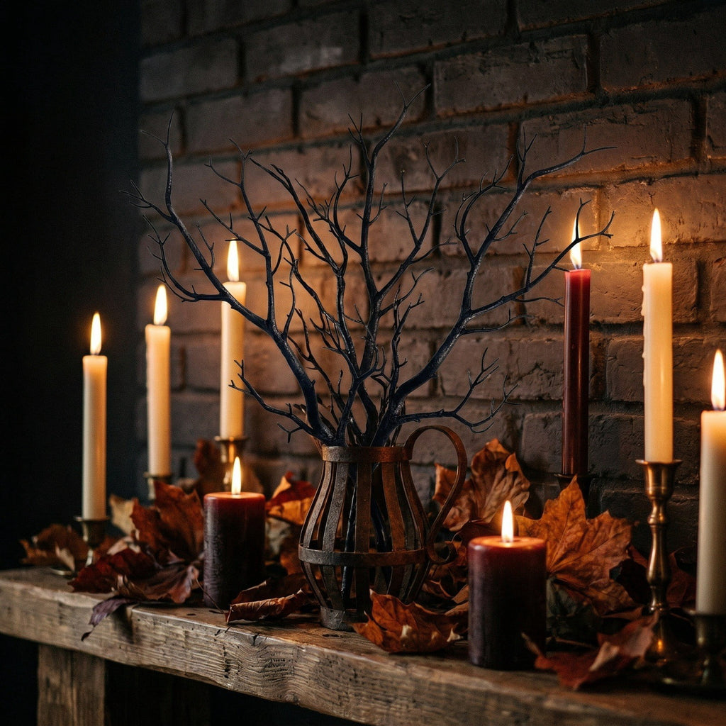 Halloween Artificial Branches, 10Pcs Black Bare Twigs Vase Fillers for Spooky Home Decor, Plastic Decorative Stems for Mantel Table Centerpiece, Creepy Indoor Outdoor Halloween Accents