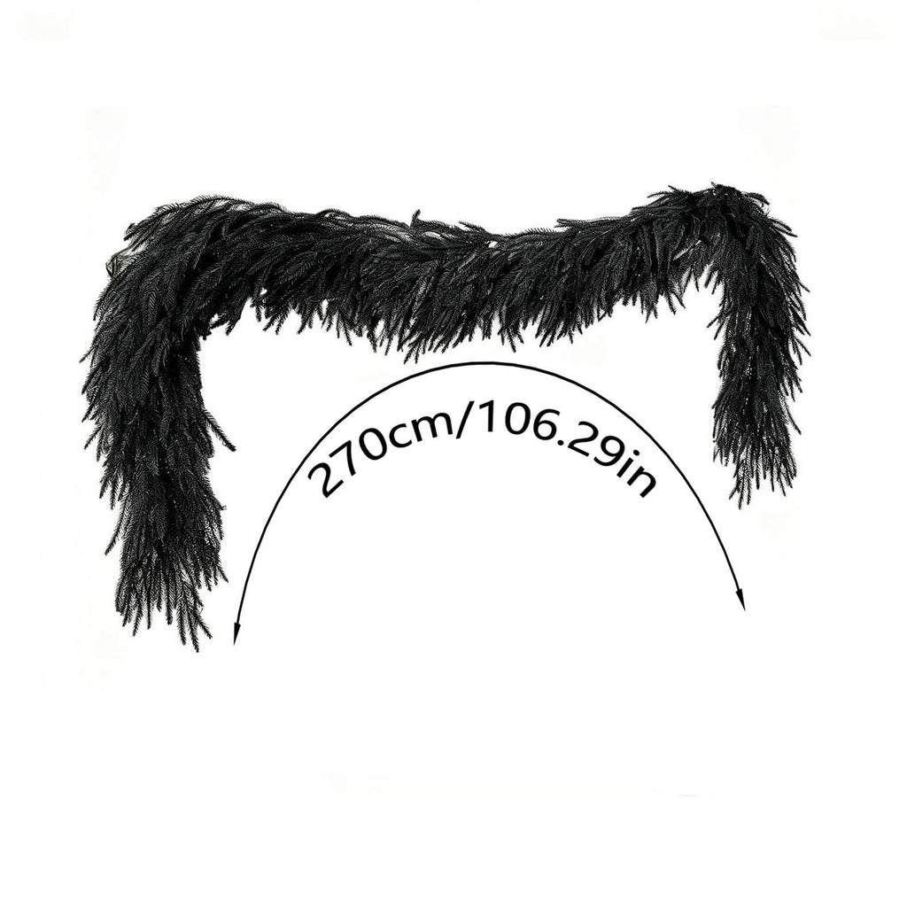 Black Halloween Garland,9 Ft Halloween Garland For Mantle,Black Norfolk And Halloween Decorative Wreath Real Touch Halloween Garlands Faux Garland.(120 Head)