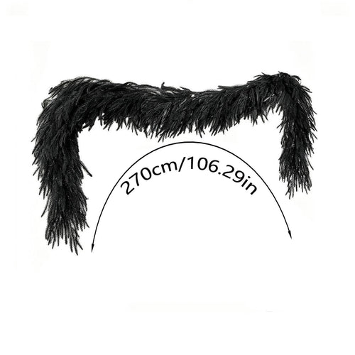 Black Halloween Garland,9 Ft Halloween Garland For Mantle,Black Norfolk And Halloween Decorative Wreath Real Touch Halloween Garlands Faux Garland.(120 Head)