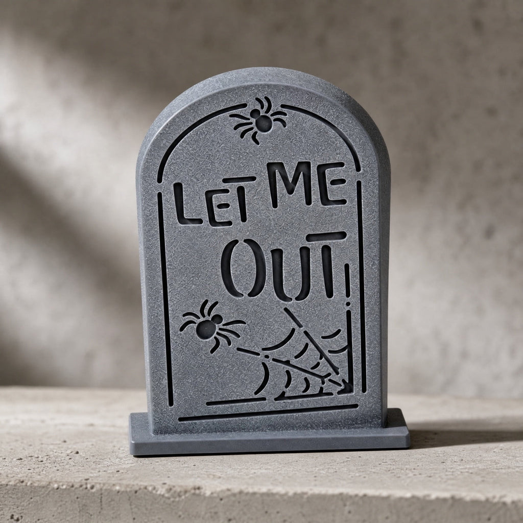 AURIGATE Lit Halloween Tombstone Decoration, Resin Light Up Tombstone with Skeleton Hands, for Tabletop Mantel Spooky Party Decor
