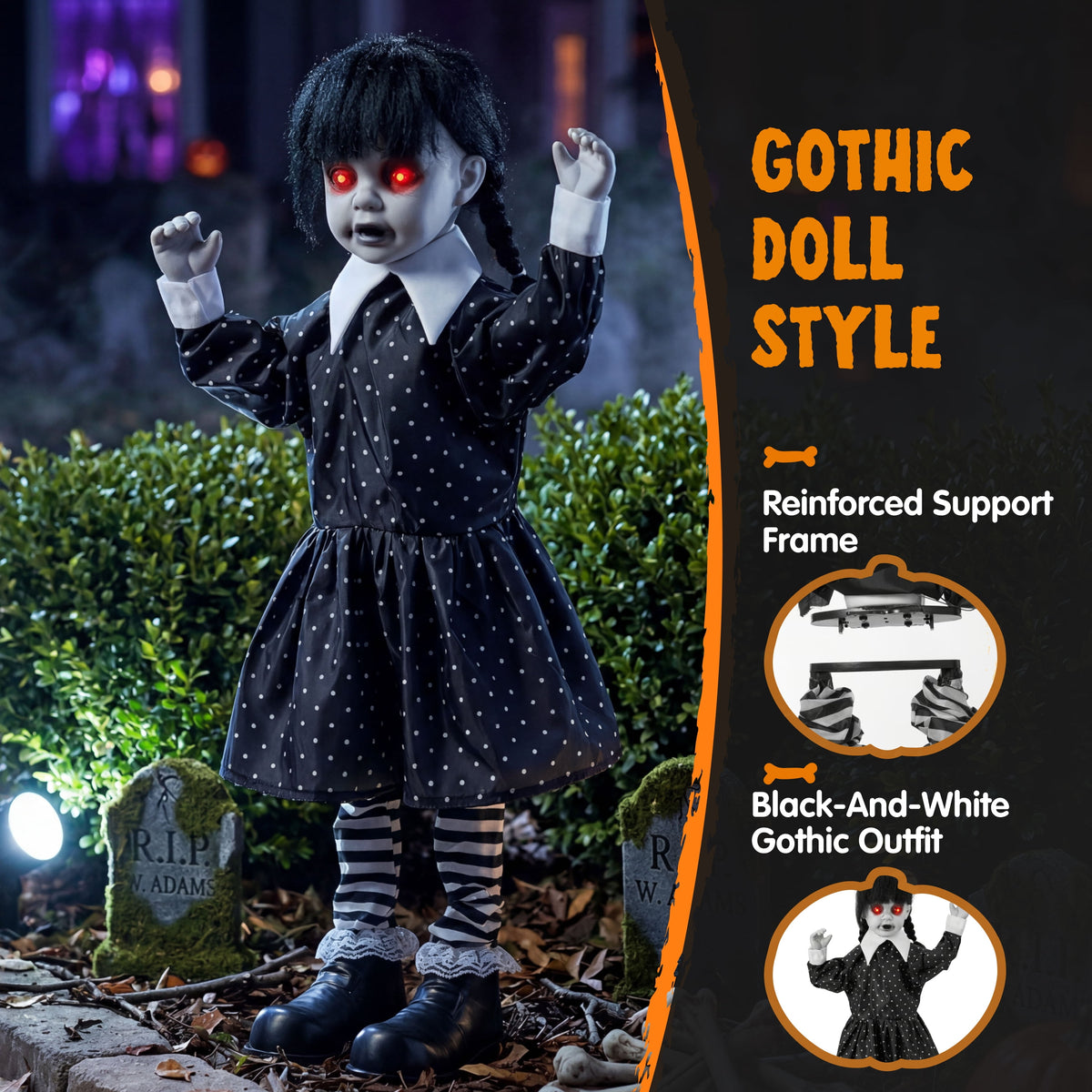 Joyfy Halloween Decorations Outdoor, 72"(6ft) Light Up Animated Scary Decorations Pumpkin Ghost with Sound Activation,Animatronics Pumpkin Decorations for Haunted House Prop Yard Decor