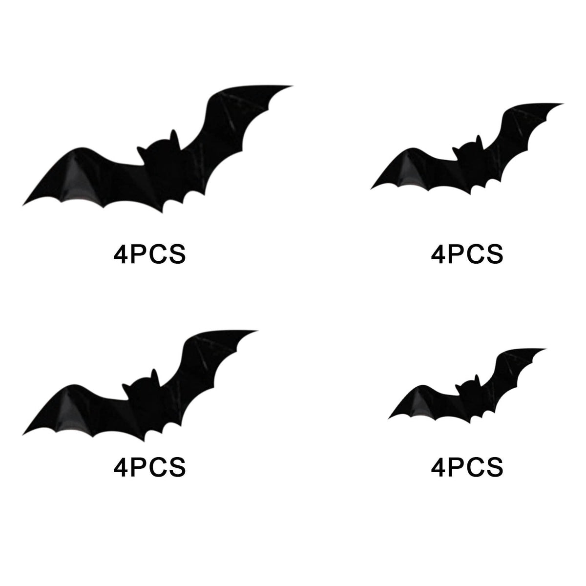 Moocorvic 16PC Halloween 3D Bats Decoration For Home Decor DIY Wall Decal Bathroom Indoor Hallowmas Party Supplies ,4 Different Sizes Realistic PVC Scary Black Sticker