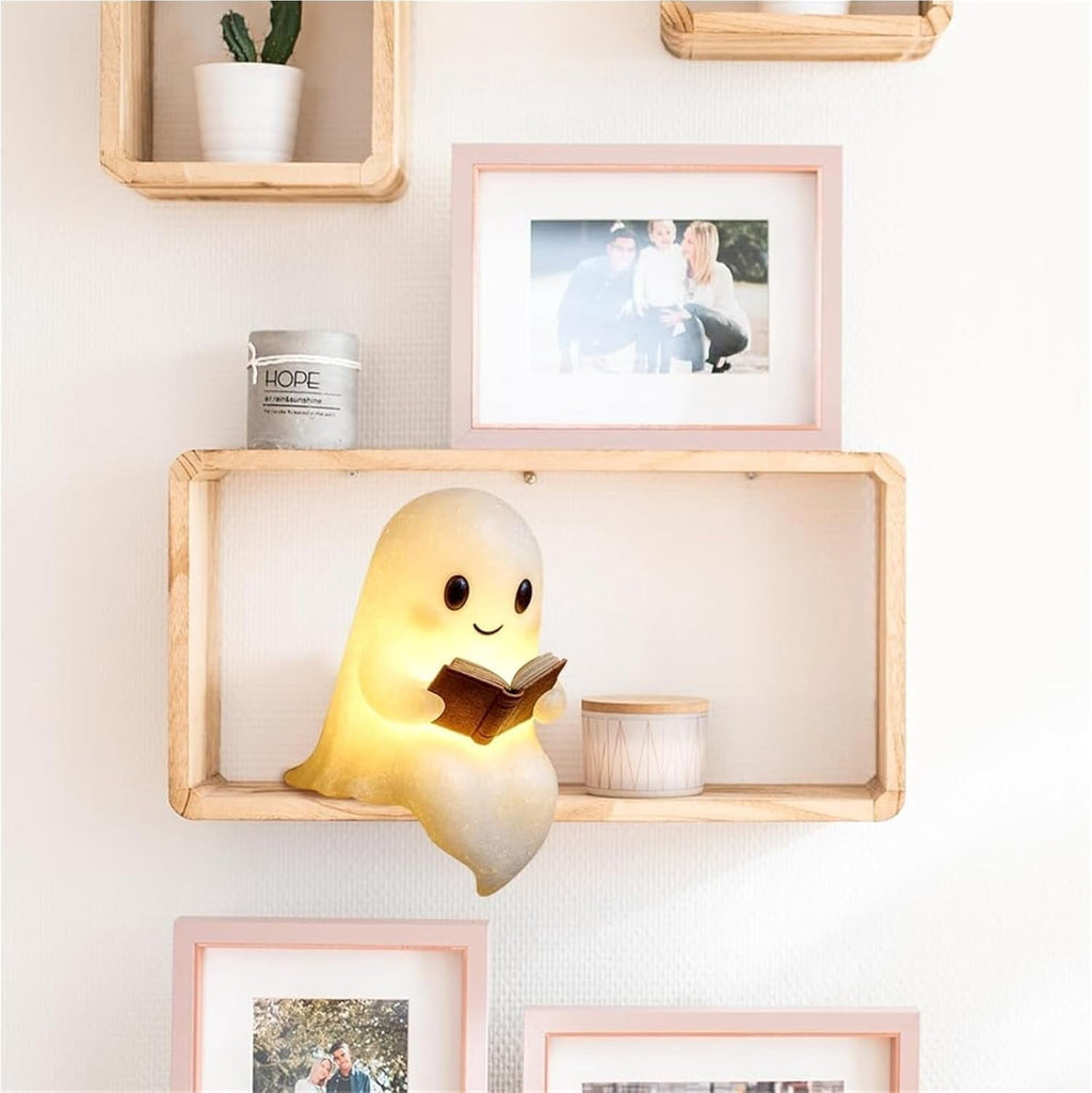 Halloween Ghost Night Light, Cute Ghost Playing The Guitar Lamp, Ghost Warm Lighted Figurine Lamps for Party Bedroom Study Room Home Dorm, Halloween Decor Indoor