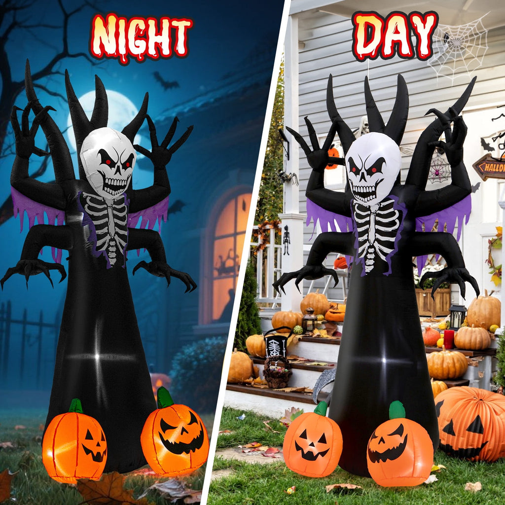 Toiyjofe 8ft Giant Halloween Inflatable Grim Reaper Tree with Pumpkins & LED Lights, Outdoor Skeleton Yard Decoration for Lawn & Haunted House