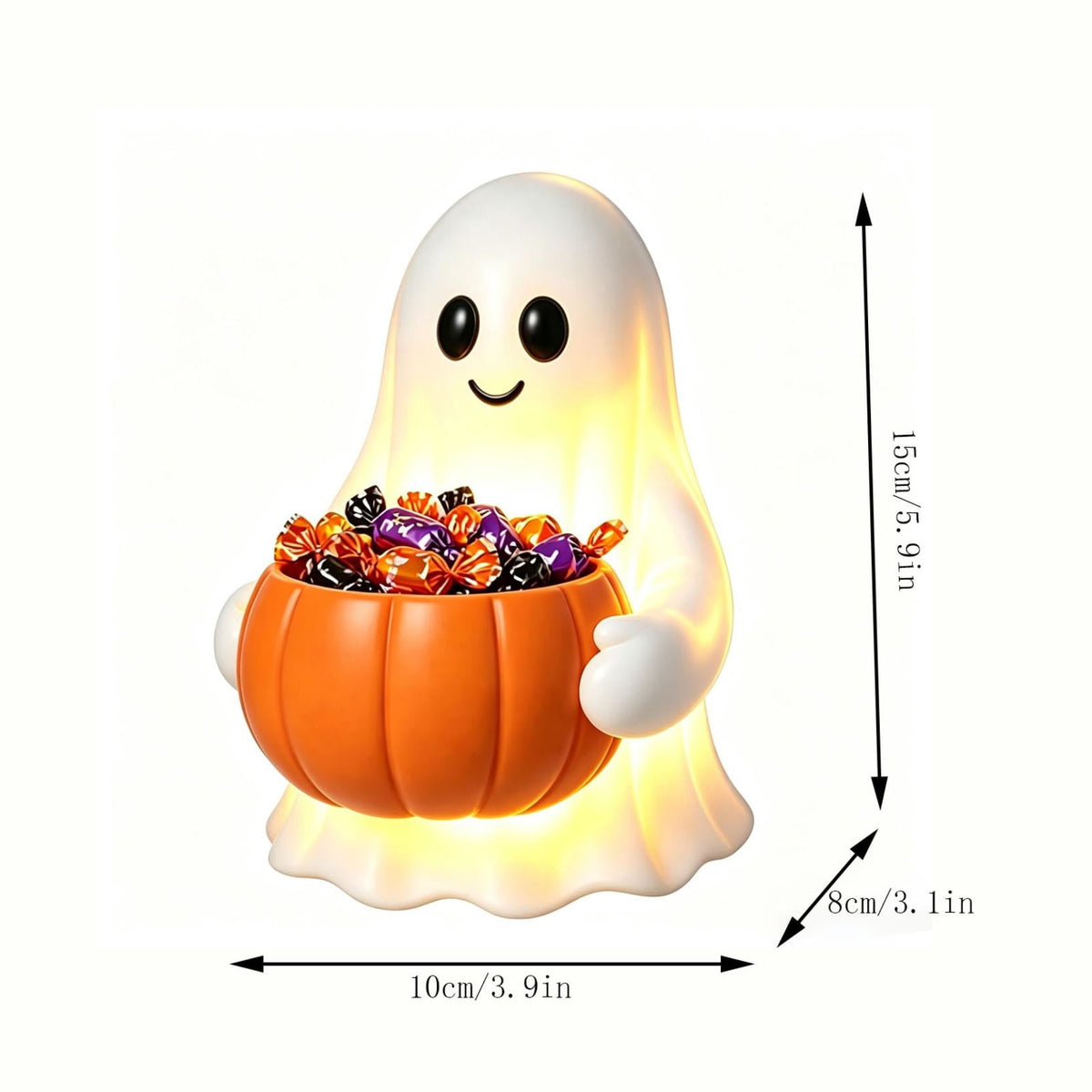 Light Up Ghost Pumpkin Candy Bowl Halloween Decor, Halloween Decorations Outdoor LED Glowing Ghost Candy Pumpkin Bowl, Fall Front Porch Yard Indoor Table Ghosts Treat Bowls Decor