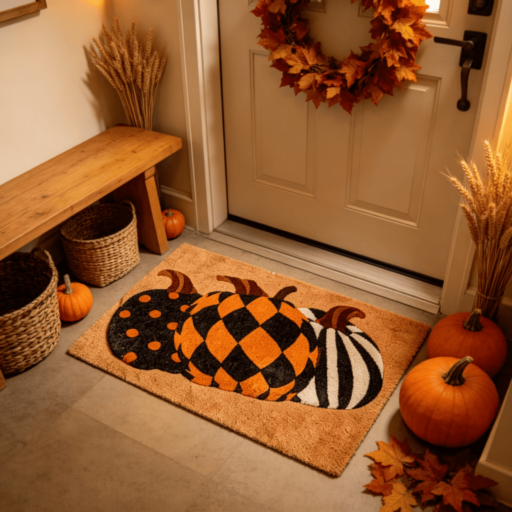 Halloween Pumpkin Doormat, Soft Non-Slip Indoor Outdoor Welcome Rug for Entryway Porch and Front Door