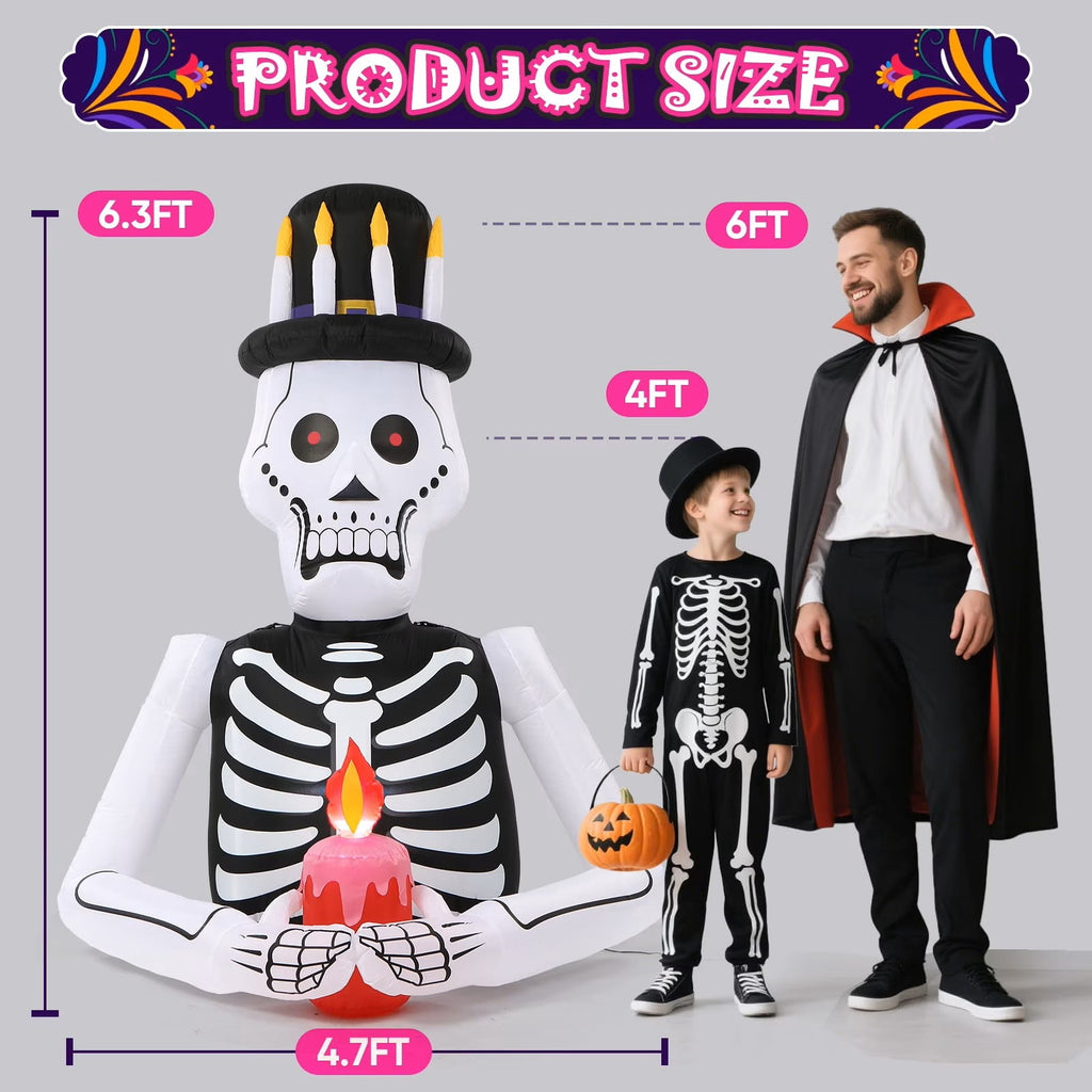 Toiyjofe 8ft Giant Halloween Inflatable Grim Reaper Tree with Pumpkins & LED Lights, Outdoor Skeleton Yard Decoration for Lawn & Haunted House