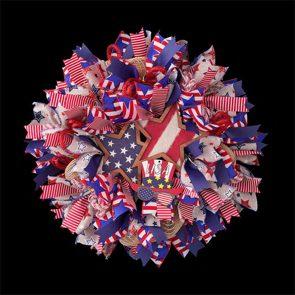 Nkmbld 4th of July Wreaths for Front Door, Independence Day Wreath Red White Blue Flower Wreath for Independence Day Memorial Day Flag Day Decor
