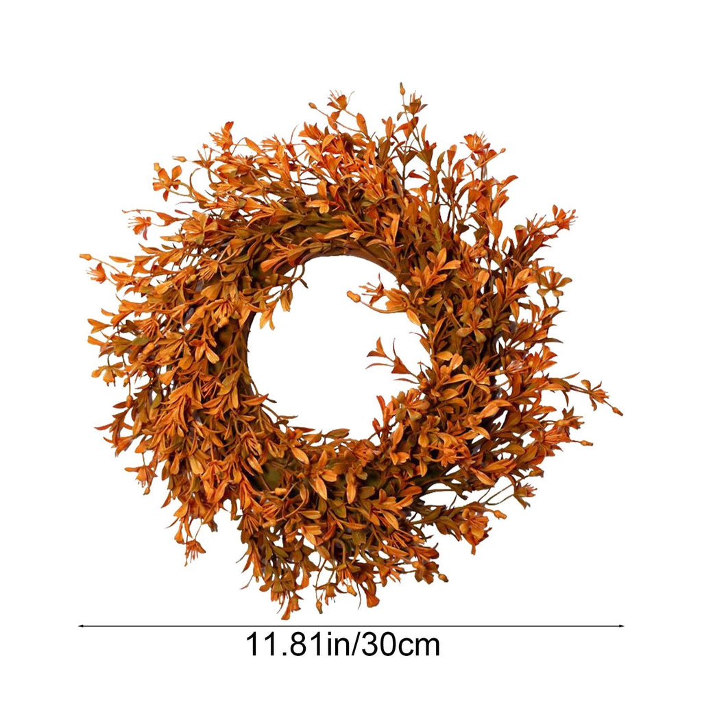 Diceymbol Fall Orange Foliage Wreath Harvest Decor for Front Door Patio Yard Farmhouse Halloween Home Decor 12 Inch