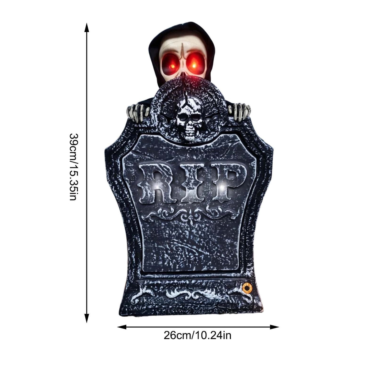 EWASWON Halloween Animated Tombstone, Motion Activated Gravestone with Rising Skeleton, Glowing LED Eyes & Scary Sounds, Outdoor Yard Decoration