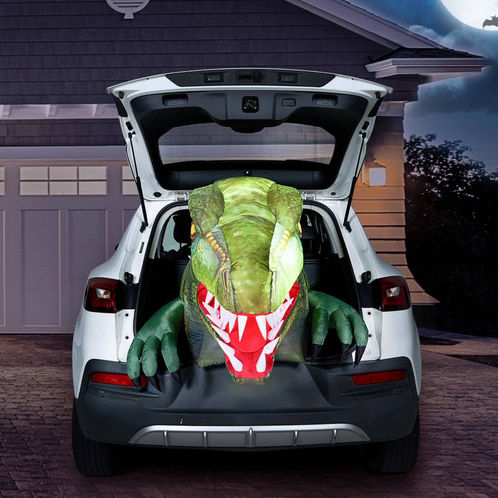 Joyfy 3.6 ft Animated Halloween Inflatable Dinosaur Decoration,Trunk or Treat Car Decorations Kit Dinosaur with Built-in LED Light for Halloween Party Indoor,Outdoor,Yard,Garden Decor