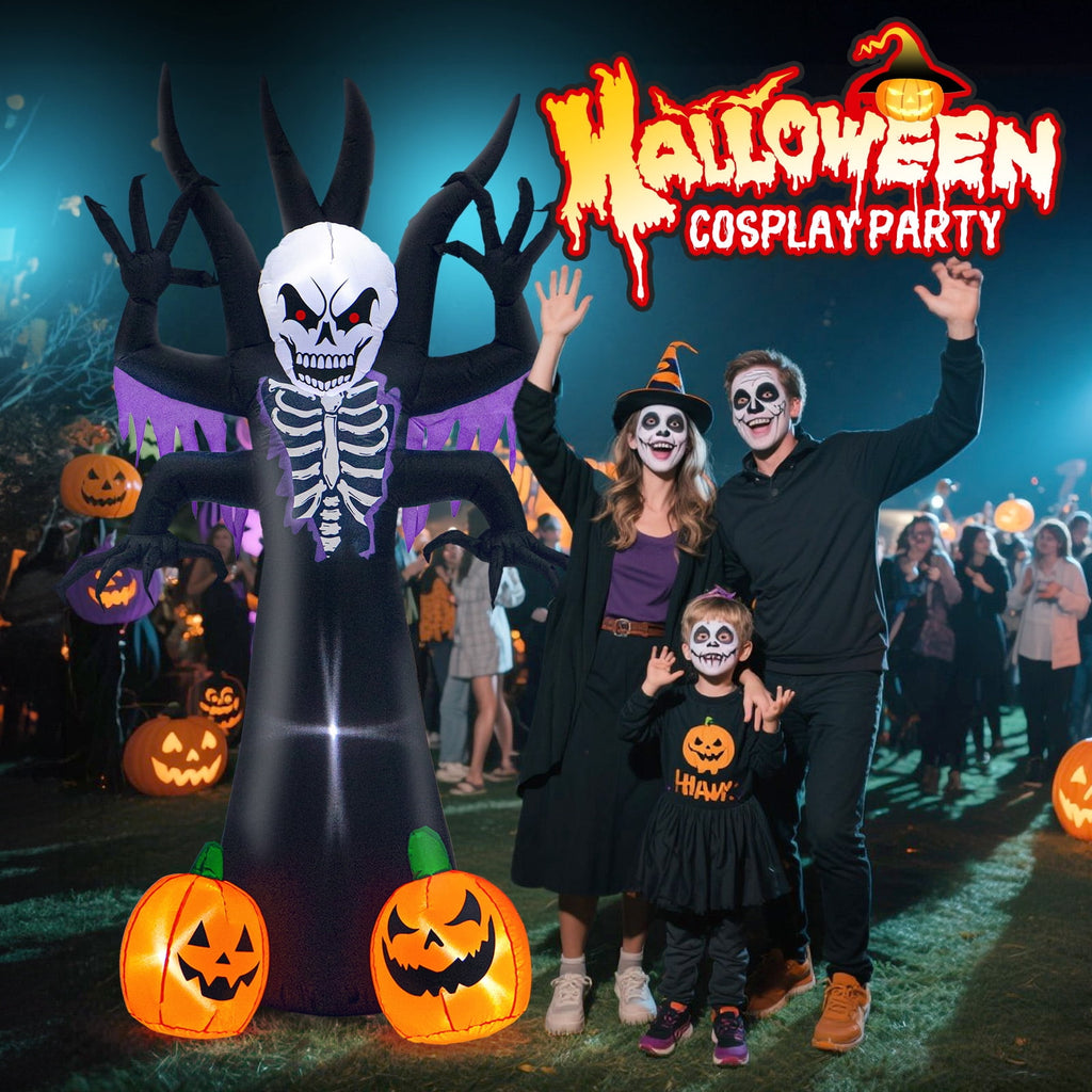 Toiyjofe 8ft Giant Halloween Inflatable Grim Reaper Tree with Pumpkins & LED Lights, Outdoor Skeleton Yard Decoration for Lawn & Haunted House