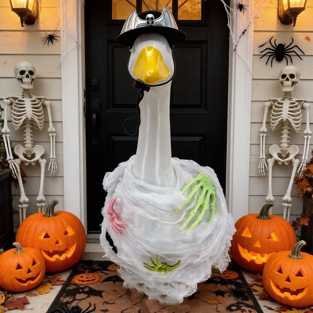 Halloween Garden Porch Decor, Porch Goose Outfits Halloween, 23 Inch Porch Goose Outfits, Witch Dress and Hat Set, Fits 23X11X26 Inch Standing Plush Goose for Front Porch Lawn