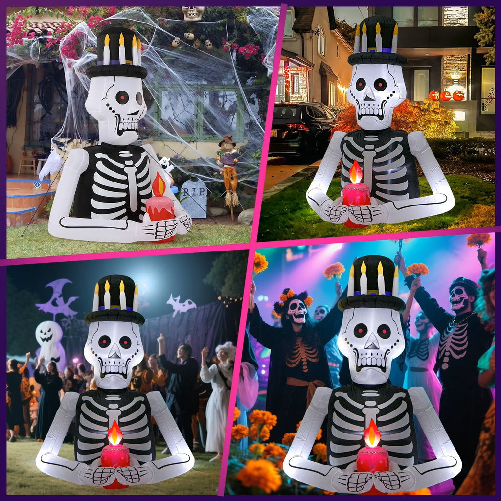 Toiyjofe 8ft Giant Halloween Inflatable Grim Reaper Tree with Pumpkins & LED Lights, Outdoor Skeleton Yard Decoration for Lawn & Haunted House