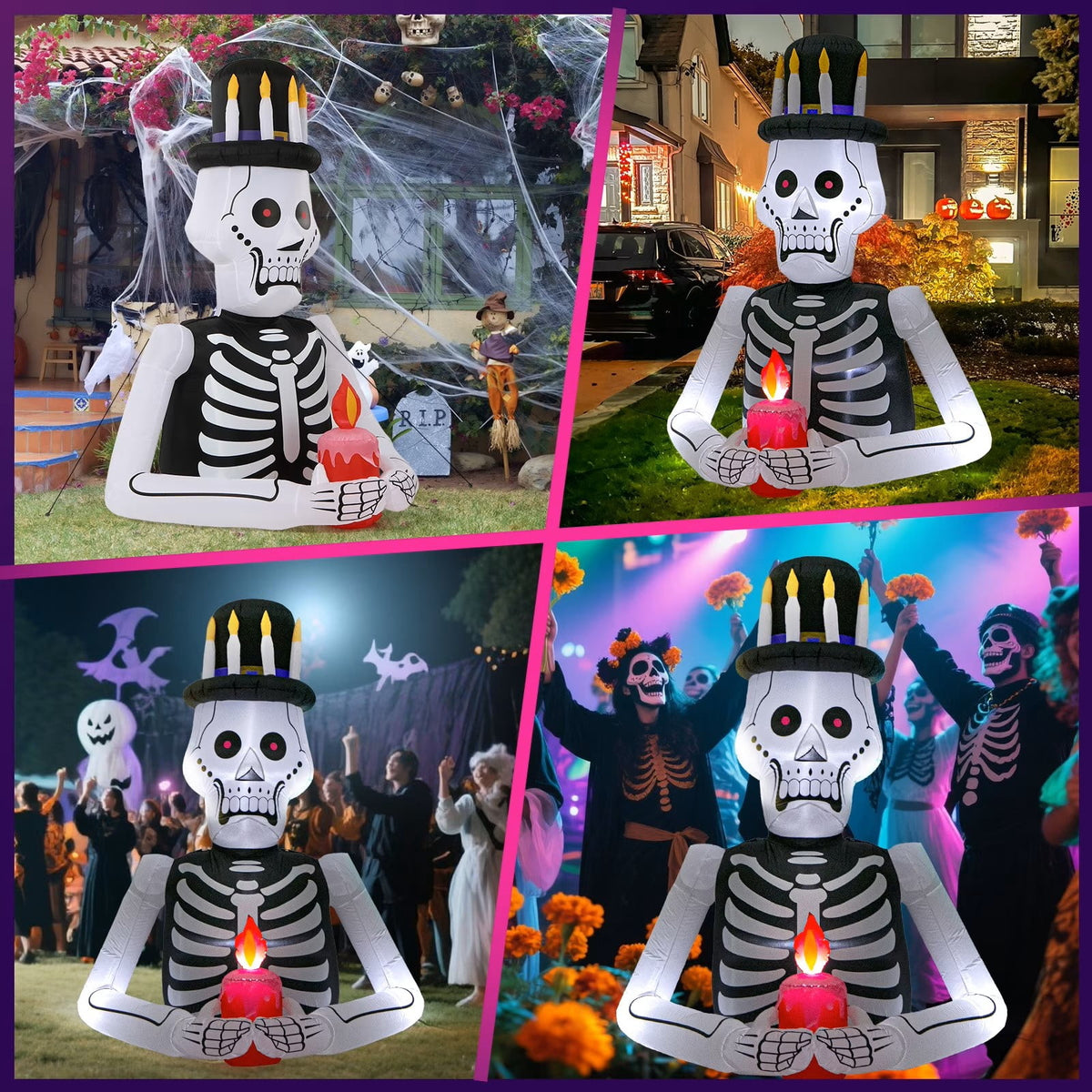 Toiyjofe 8ft Giant Halloween Inflatable Grim Reaper Tree with Pumpkins & LED Lights, Outdoor Skeleton Yard Decoration for Lawn & Haunted House