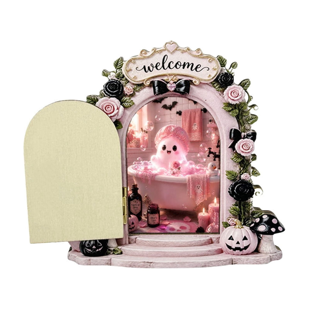 AuroraX Halloween Ghost Decor Outdoor Halloween Decoration Courtyard Tabletop Desktop Haunted Halloween Decoration for Yard Garden Pink