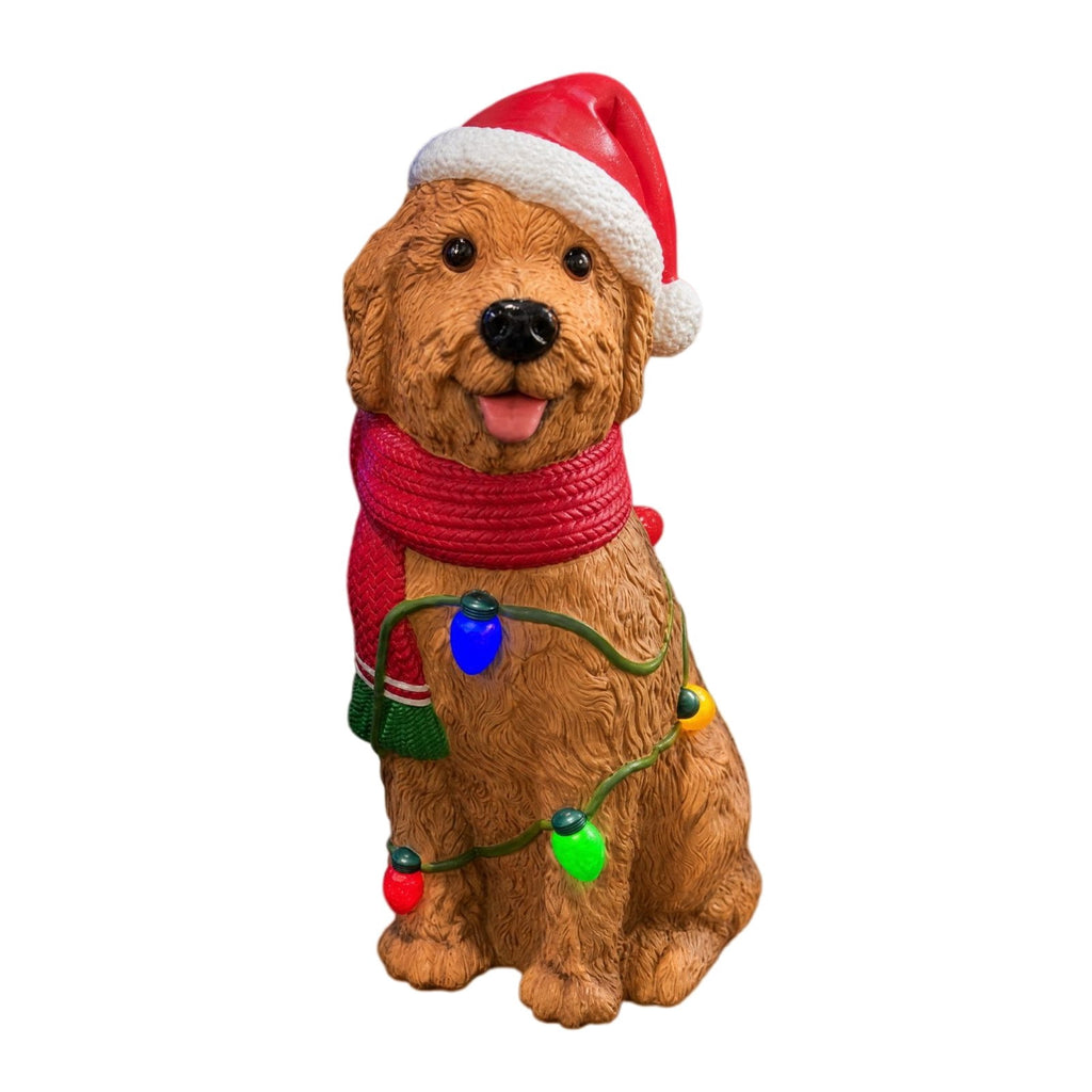 Clearance! Halloween Light‑Up Dog Figurine, 7.9in Scarecrow Dog Statue with Glowing Pumpkin, Waterproof Resin Table Yard Decor