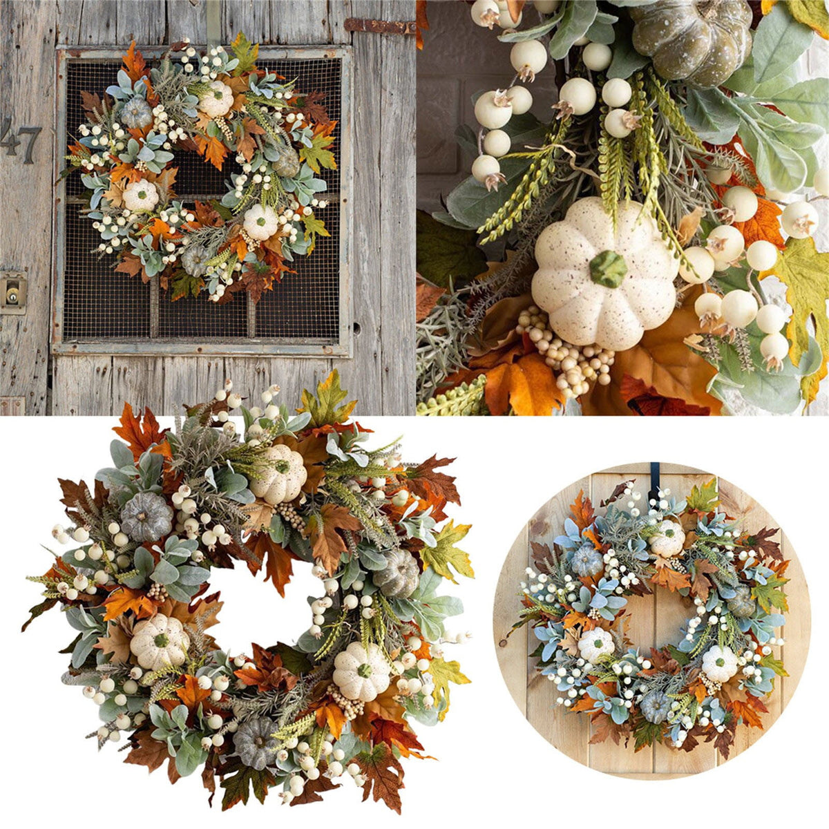 Decorative Wreath! Pumpkin Wreathfall Pumpkin Wreath Fall Year Round Wreath for Front Door Artificial Fall Wreath Fall Front Door Wreath Family Farmhouse Decor and Thanksgiving Wreath