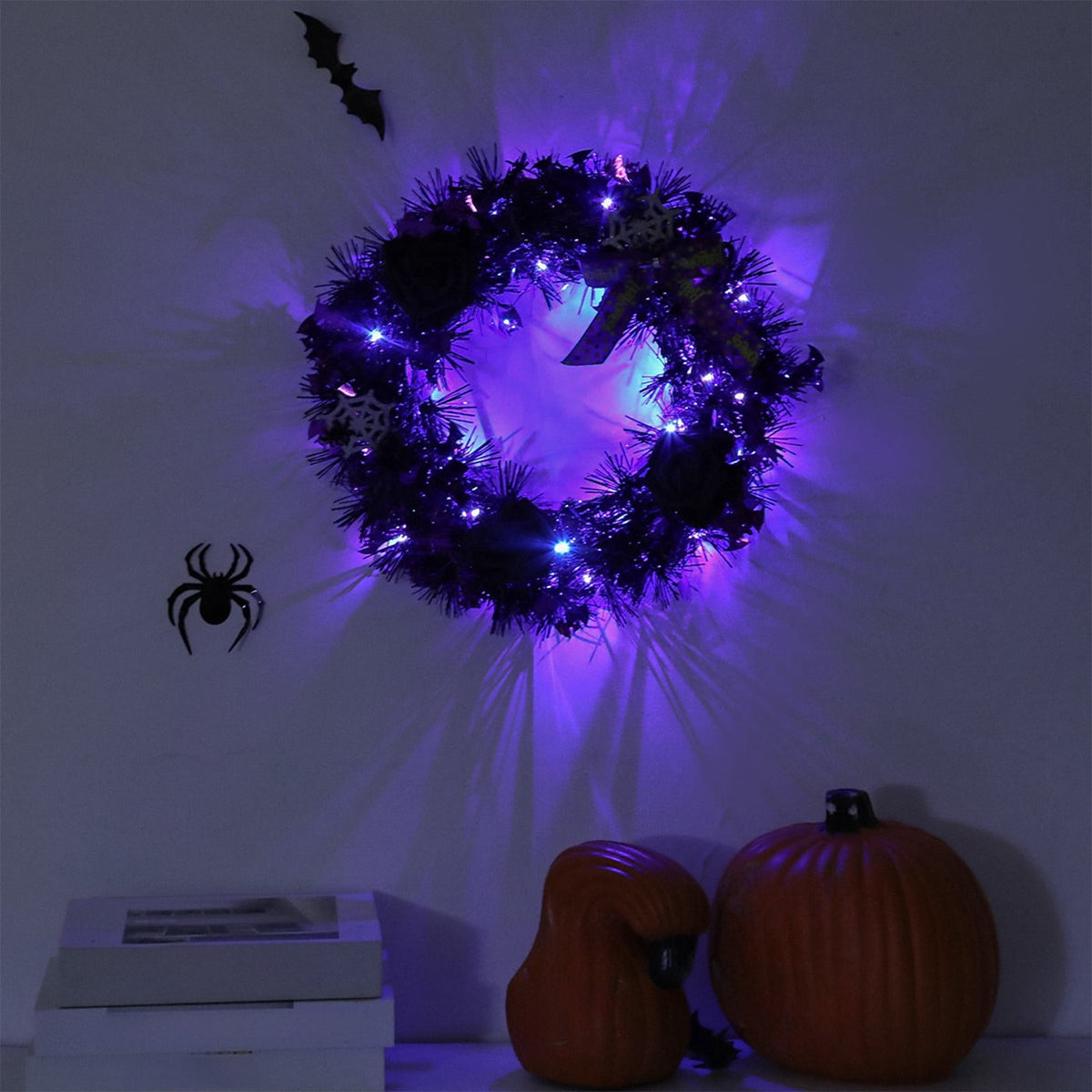 Fankiway Halloween Wreaths for front door, Halloween Black Flower Wreath Wall Door Hanging Festival Party Decor, Halloween Outdoor Wreath, Halloween Decorations