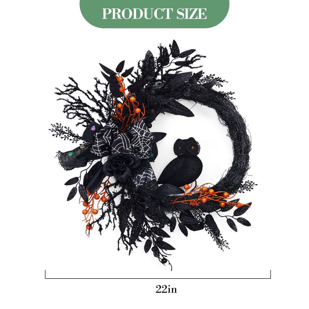 Halloween Wreath, Halloween Decorations Prelit Front Door Wreath for Indoor Wall Window Decor（18/20/22 Inch）