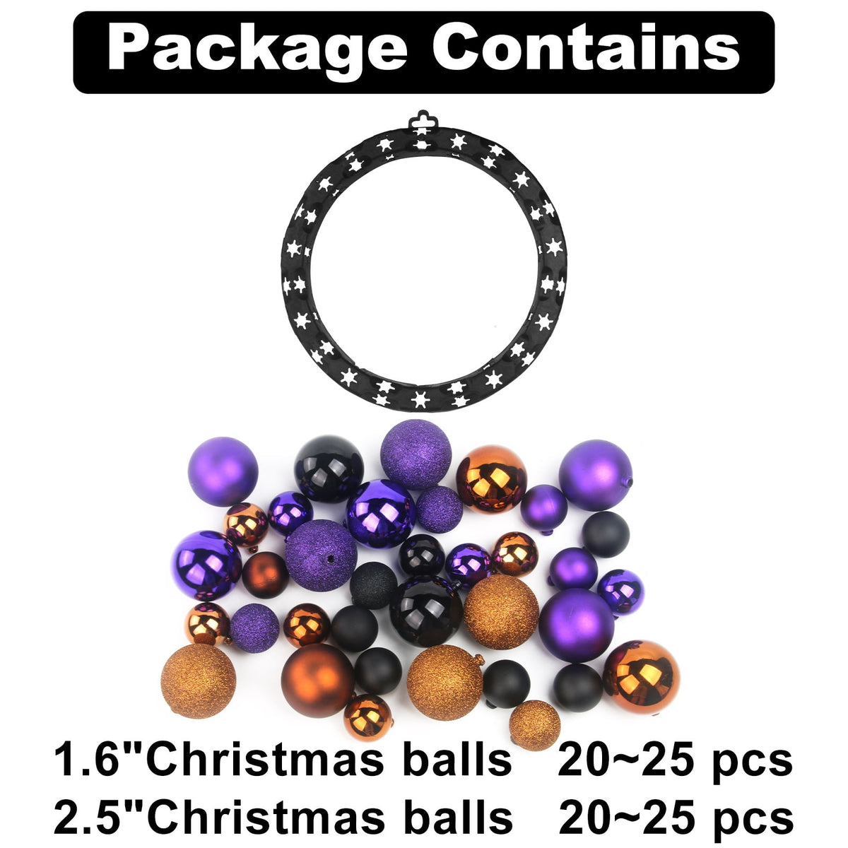 DUNCHATY Halloween Ball Garland Wreath, 14 Inch - Spooky Decor for Parties, Events, Gifts - Door Window Wall