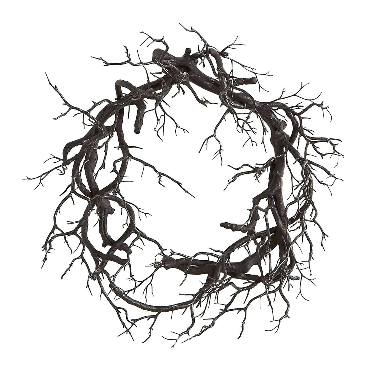 18 Inch Black Twig Halloween Wreath for Front Door - Artificial Dead Branch Garland for Indoor Outdoor Party Home Decor