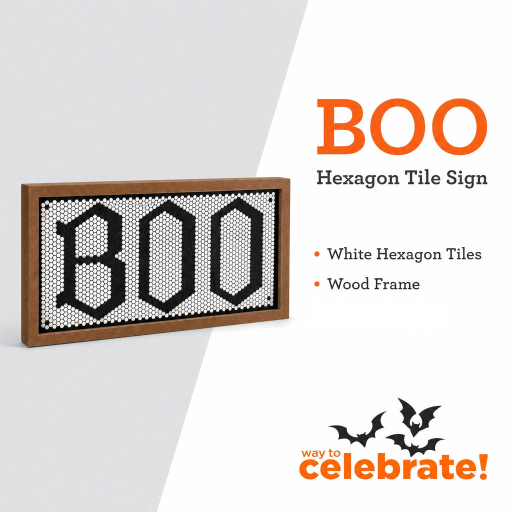 Boo Framed Tabletop Sign Decoration, Black and White, 10" x 5", Halloween by Way To Celebrate