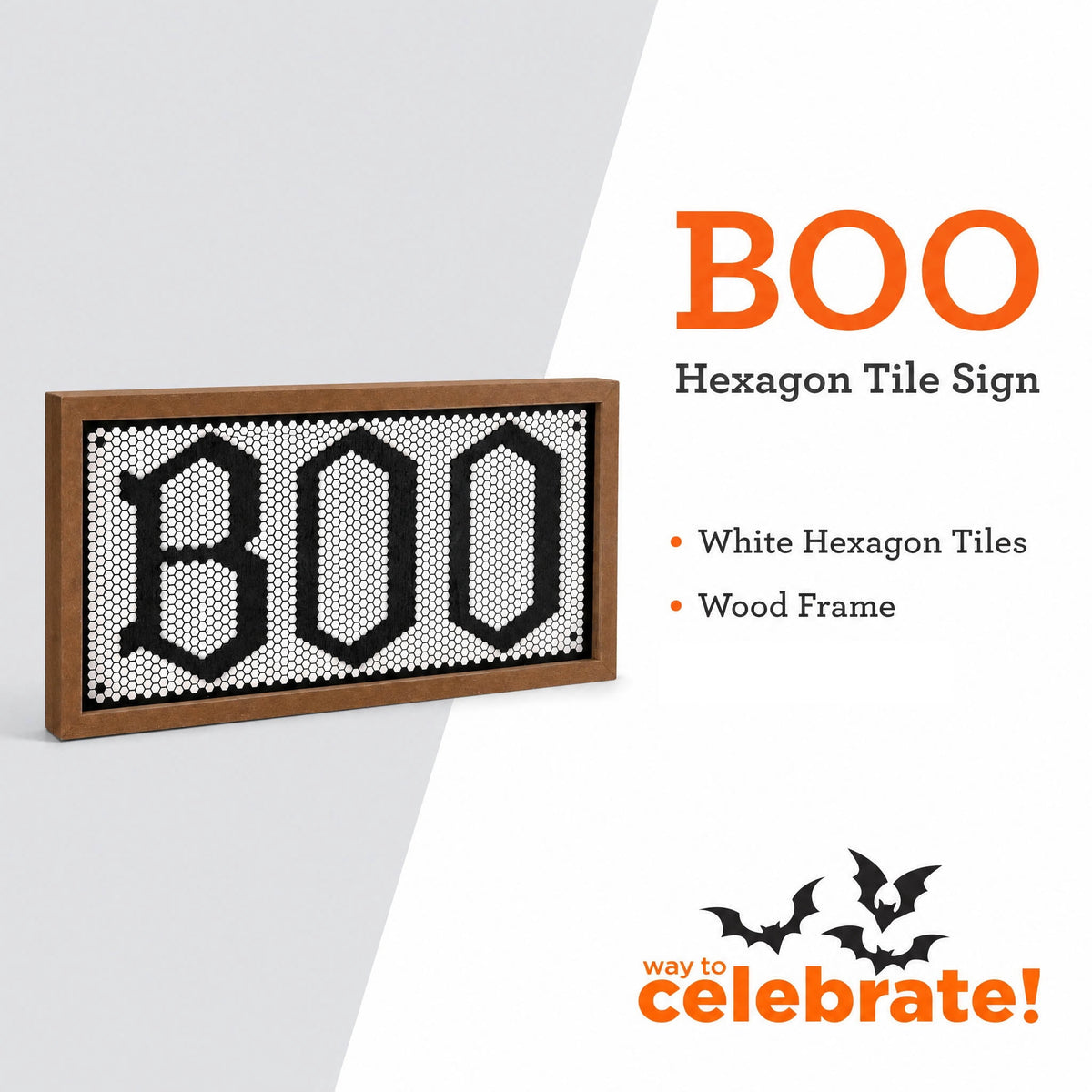 Boo Framed Tabletop Sign Decoration, Black and White, 10" x 5", Halloween by Way To Celebrate