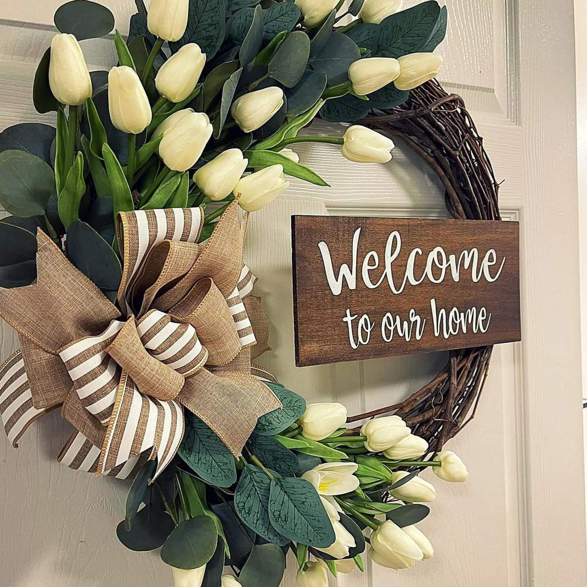 Under $15! Wreaths for front Door Kingtowag Artificial Floral Wreath, Simulation Plant Pastoral Style Door Hanging Decoration Poppy Fruit, Greenery Wreath for Porch, Window, Home, Farmhouse