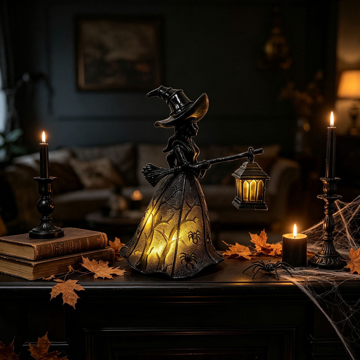 SCNOR Vintage Stained Glass Pumpkin Table Lamp, USB Powered Jack O Lantern Night Light for Halloween Fall Mantel Decor