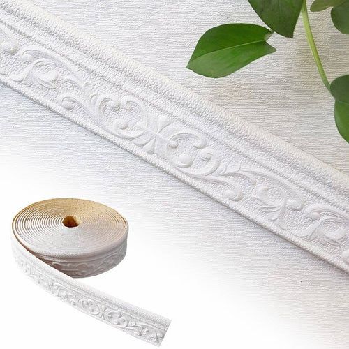 1 Roll Foam Molding Trim Peel and Stick,Flexible Molding Wallpaper Border,Self Adhesive 3D Wall Base Moulding Trim,Wall Edging Lines Foam Baseboard,Wall Base Moulding Trim,(White,90.55x3.14 in)