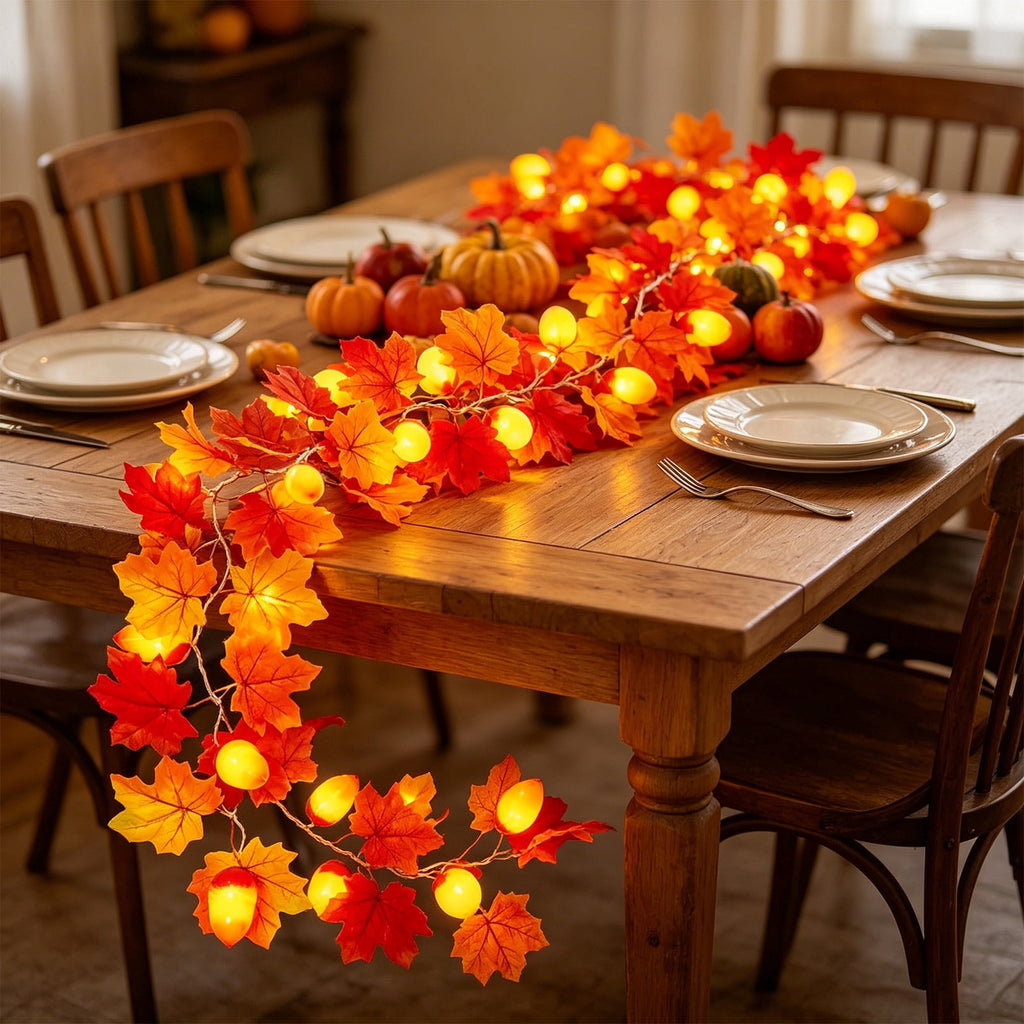 SPOORYYO 2Pcs Fall Maple Leaves Stems for Vase, Artificial Autumn Fake Leaves Decor, Maple Leaf Bushes Shrubs for Thanksgiving Halloween Home Farmhouse Table Centerpiece, 12.99" x 7.87"