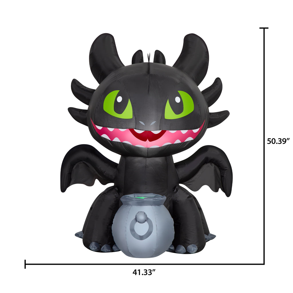 Airblown Halloween Yard Inflatables Light Toothless with Cauldron Universal, 4.2 ft