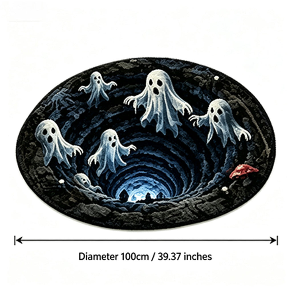 Halloween Dog Door Mat 16x24", Golden Retriever Ghost Pumpkin Welcome Rug for Porch, Halloween Outdoor Decorations