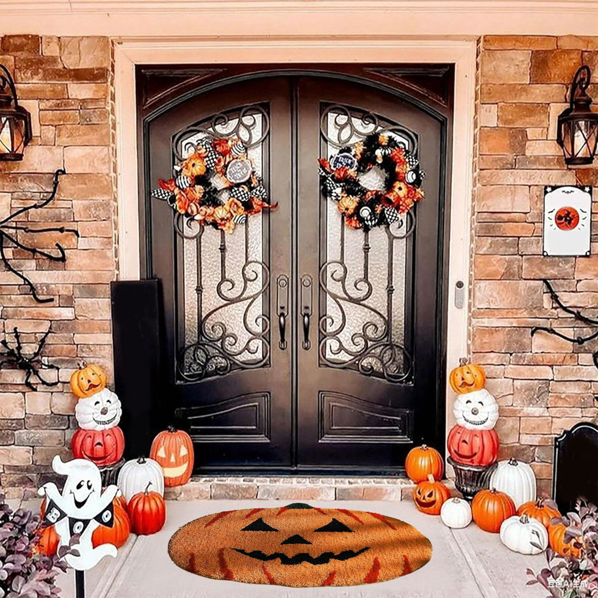 YIMWNYI Halloween Pumpkin Rugs, Decorative Floor Mat, Doormat for Living Room, Kitchen, Thanksgiving Day, Soft Bathroom Mat, Fall Themed Home Decor, Easy to Clean Rug