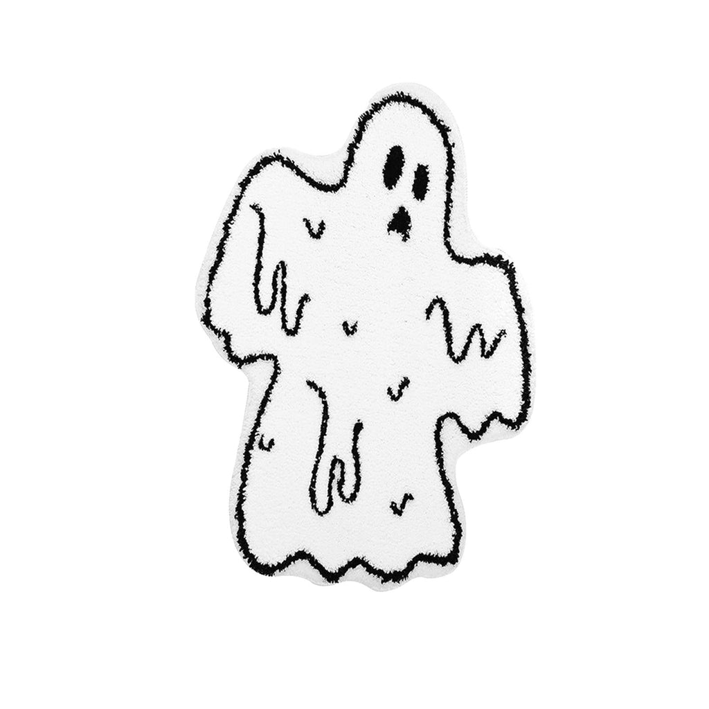 Halloween Decor White Ghost Rug 24x16 inches, Handmade Tufted Fluffy Aesthetic Area Rugs, Cute Soft Cool Non Slip Floor Carpet Bath mat, Living Room, Bathroom, playroom, Kitchen