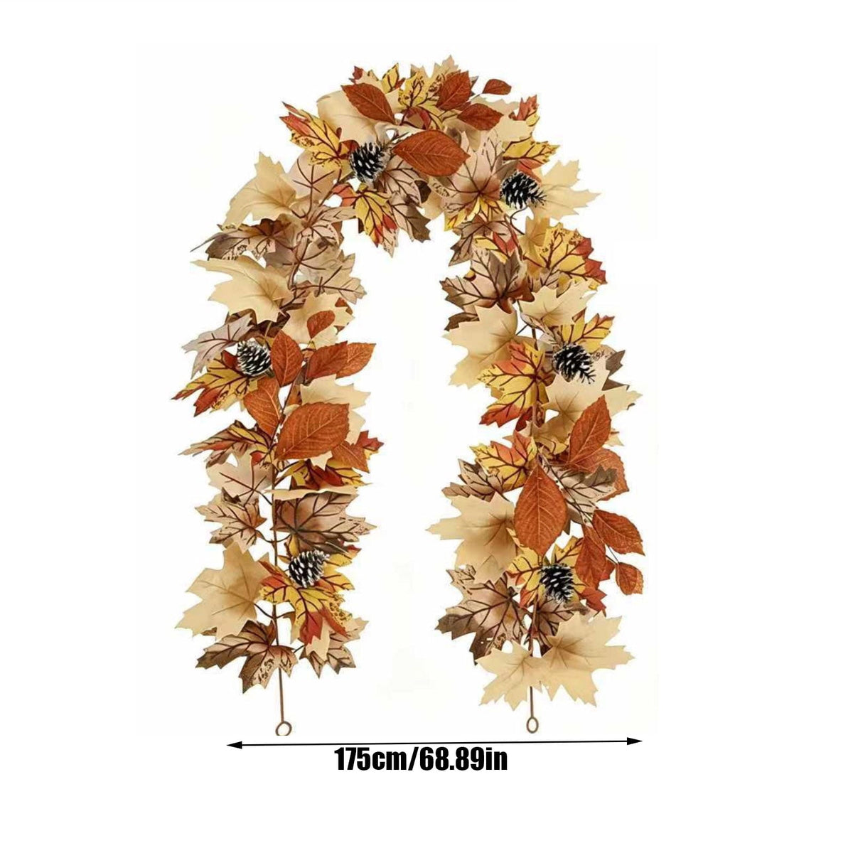 Halloween Artificial Maple Leaf Pumpkin Vine with LED Lights 67-71 Inch Lighted Fall Foliage Garland for Home Halloween Holiday Party Decor