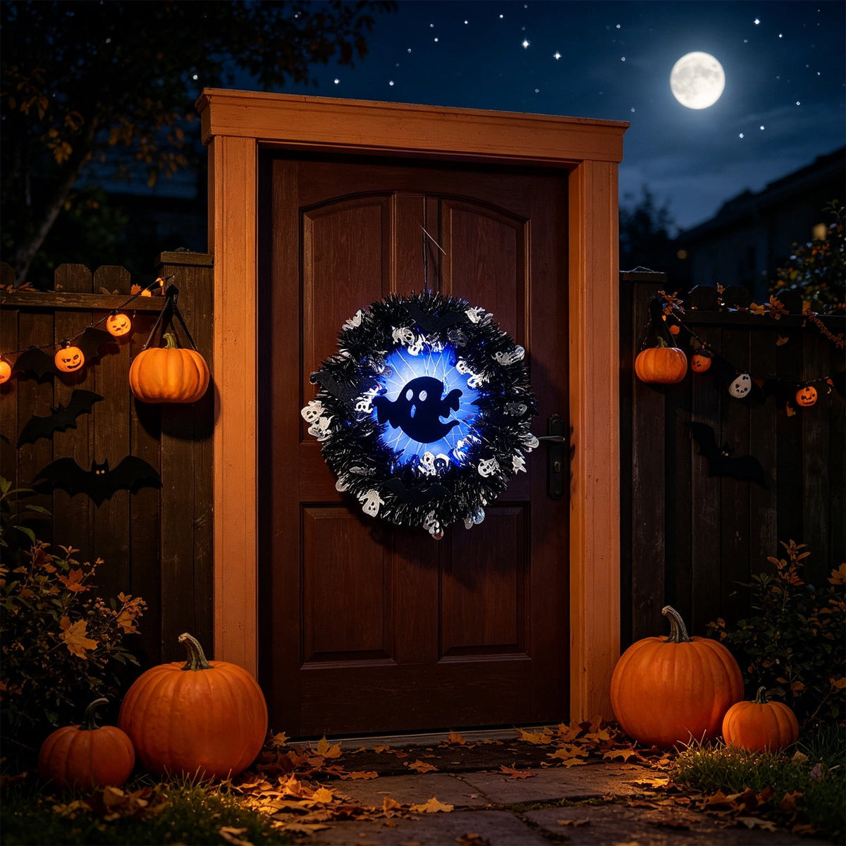 Hotyverty Halloween Wreath for Front Door, 13.77 Inch, Skull With Black Bow Wreath Halloween Decorations For Covered Outdoor Door & Farmhouse Gothic Home Ornament