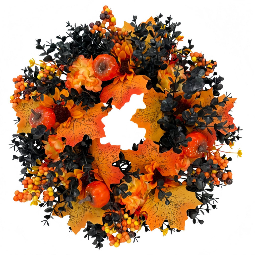 Under $15! Wreaths for front Door Kingtowag Artificial Floral Wreath, Simulation Plant Pastoral Style Door Hanging Decoration Poppy Fruit, Greenery Wreath for Porch, Window, Home, Farmhouse