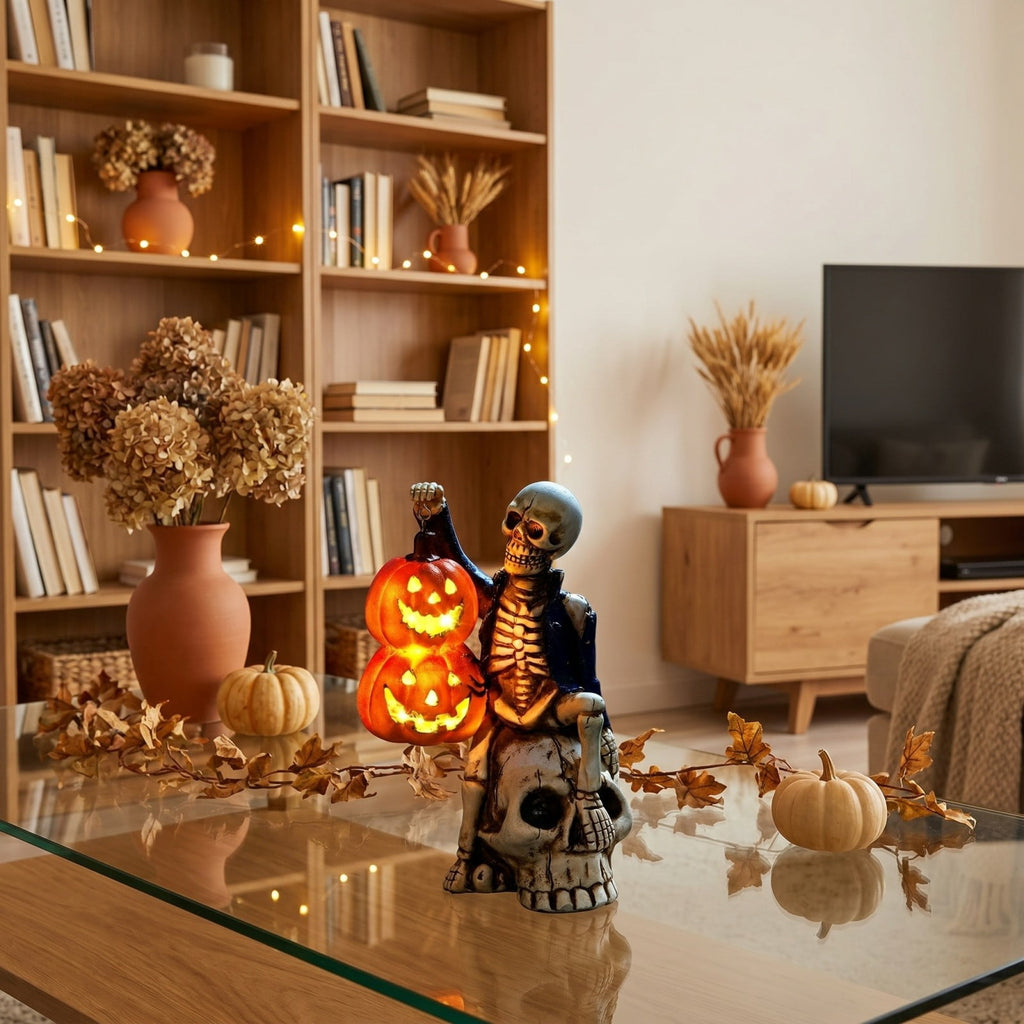 Hotyverty Vintage Window Skeleton Resin Wall Figurine, Gothic Indoor Wall Decor for Door Mantel, Creative Halloween Gift for Halloween Party Decor Enthusiasts