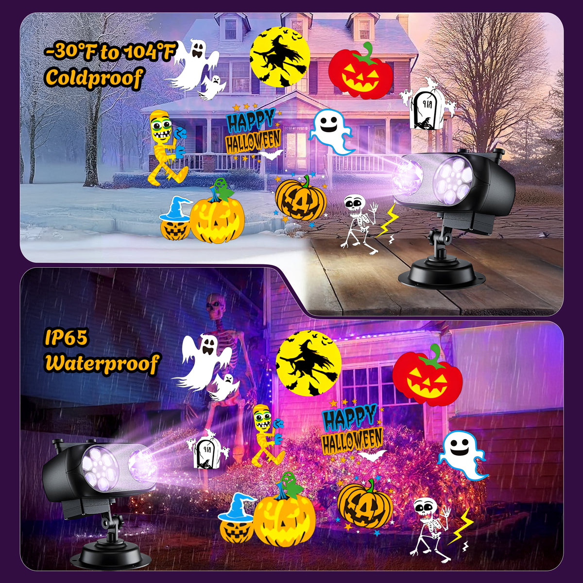 Morfone Halloween Projector Lights, Waterproof Holiday Projector Lights for Halloween Decorations Outdoor or Indoors