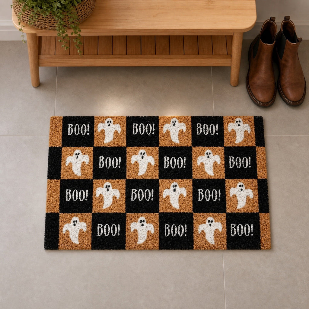 Be Witcha In A Minute Ornate Coir Doormat Halloween Decorations, Weather Resistant Non Slip Mat for Front Porch Witch Gothic Home Decor