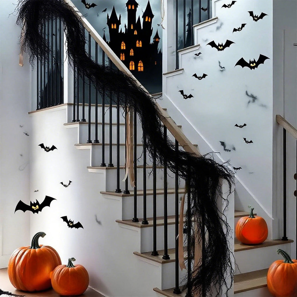HHBEAUTY 59" Black Pine Garland - Halloween Artificial Pine Needles & Leaves Hanging Decorations for Fireplace, Stairs, Railing, Mantle, DIY Wreath, Door, Wall, Window & Thanksgiving Party Decor