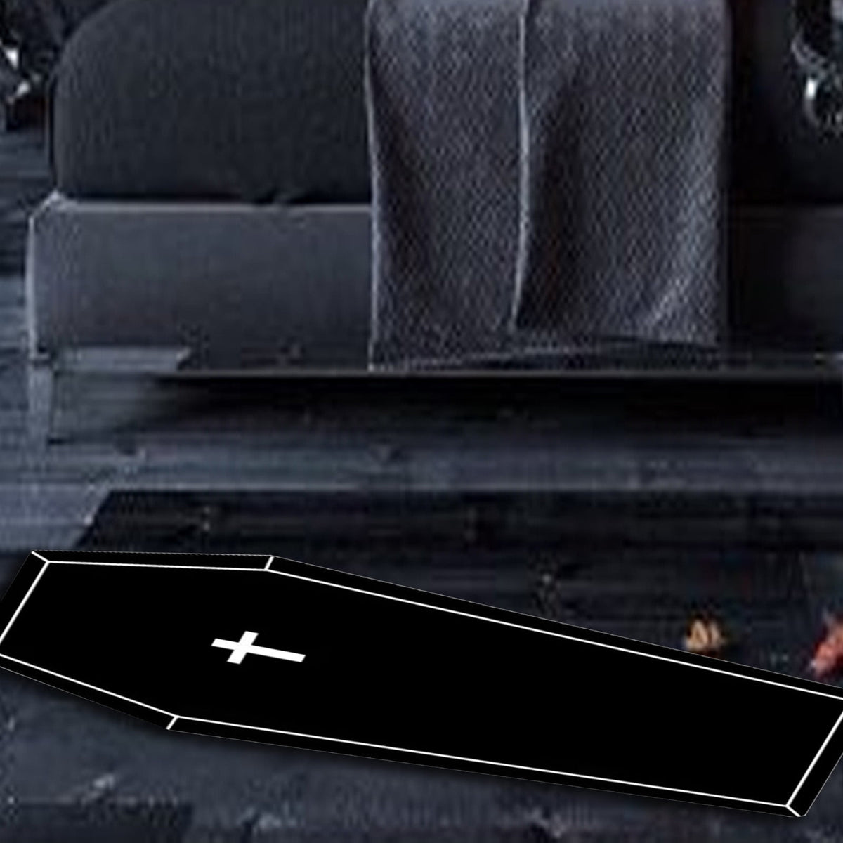 Hwkond Bath Rugs Halloween Decorations Gothic Rug Coffin Rug Black Carpet Super Absorbent Quick Dry Rubber Backing Washable Super Soft Non Slip Bathtub Carpet Plush Bedroom Mat(16x24in)