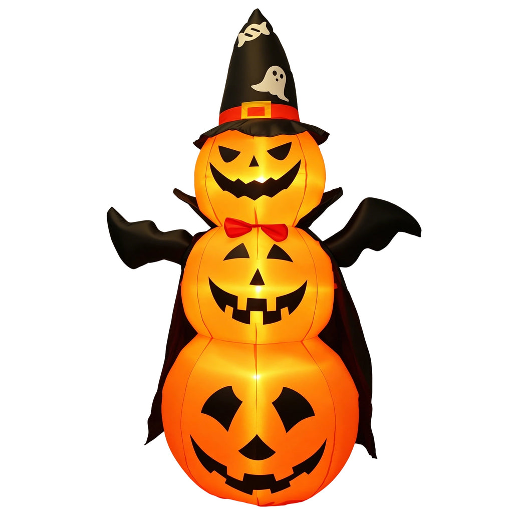 MAGOTAN 8 ft Halloween Inflatable Pumpkin Halloween Inflatable Pumpkins Ghost Tombstone Outdoor Yard Decoration Build-in 7 LED White Lights