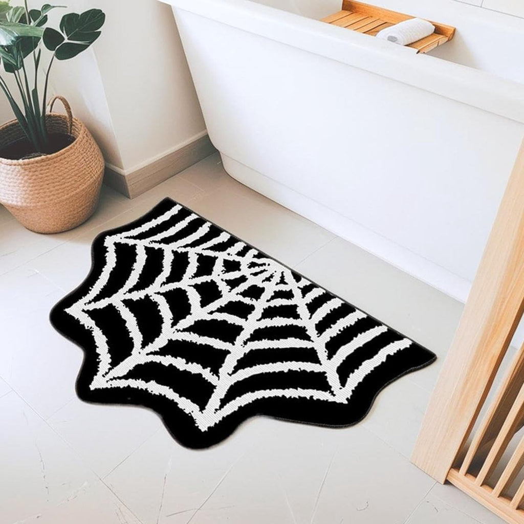 Halloween Carpet Decorations - Halloween Web Bath Mat - Rugs Decor - Bathroom Rug Decoration Room Decorations Spooky Witch Home Cute Mats For Kitchen Bedroom Family Decor