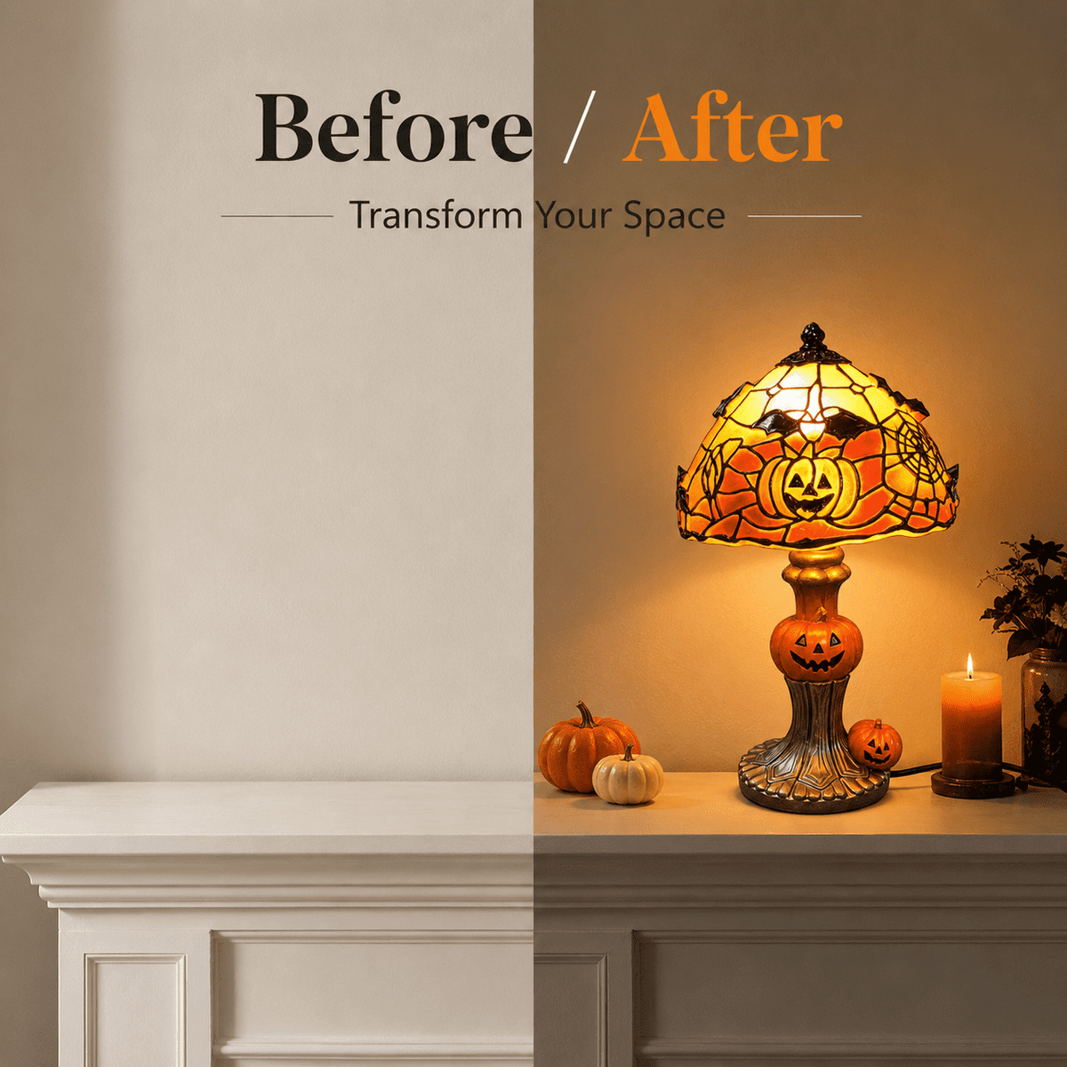 Diceymbol 11.81 Inch Halloween Ghost Night Light, Witch Hat Ghost Lamp with Jack O Lantern, Halloween Decorations Indoor for Table Mantel Party Decor