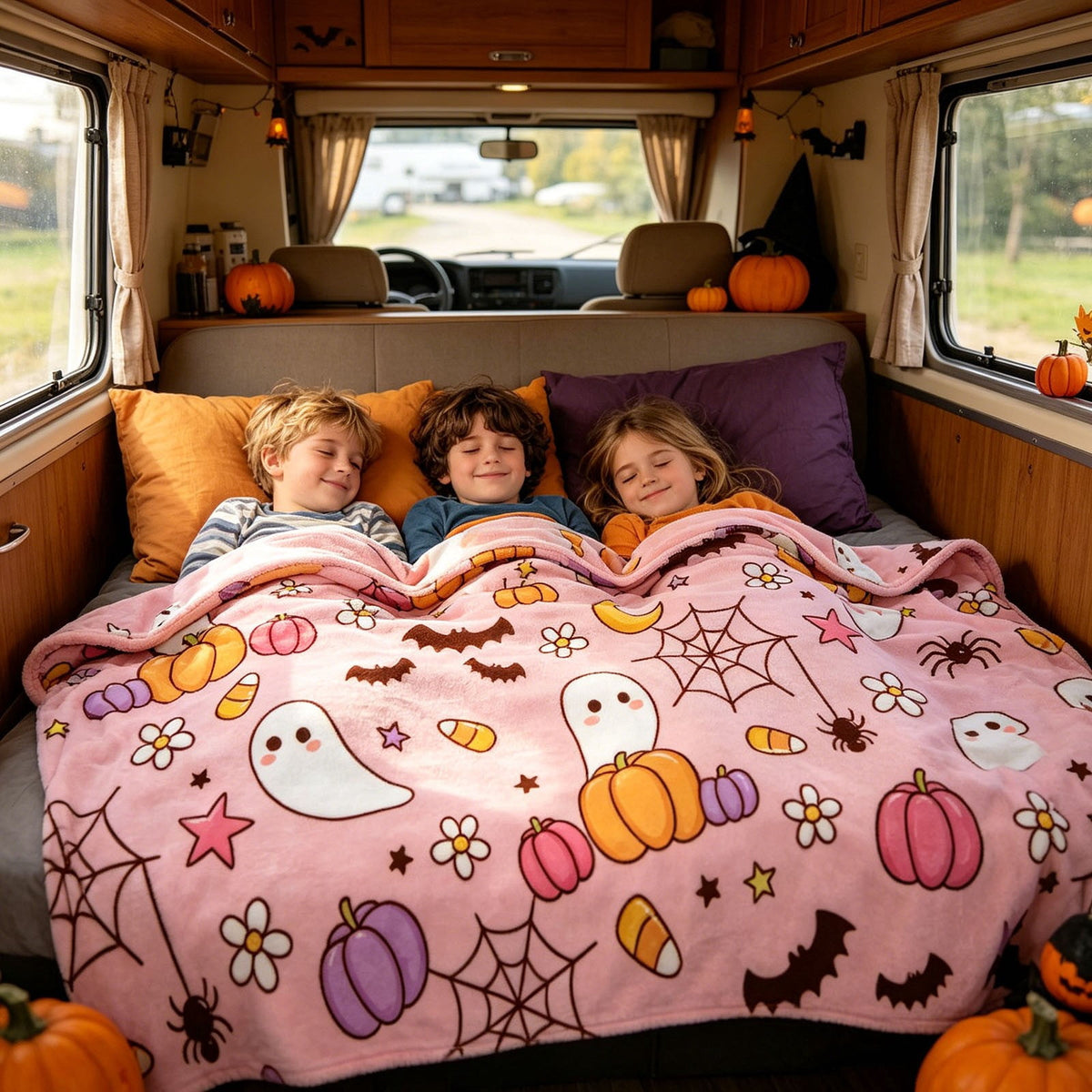Halloween blanket,Halloween Print Throw Blanket Flannel Soft Cozy Decorative Nap Blanket with Ghost Pumpkin Skull for Office Bedroom Sofa Camping Travel(100x150cm/39x59 Inch),Black