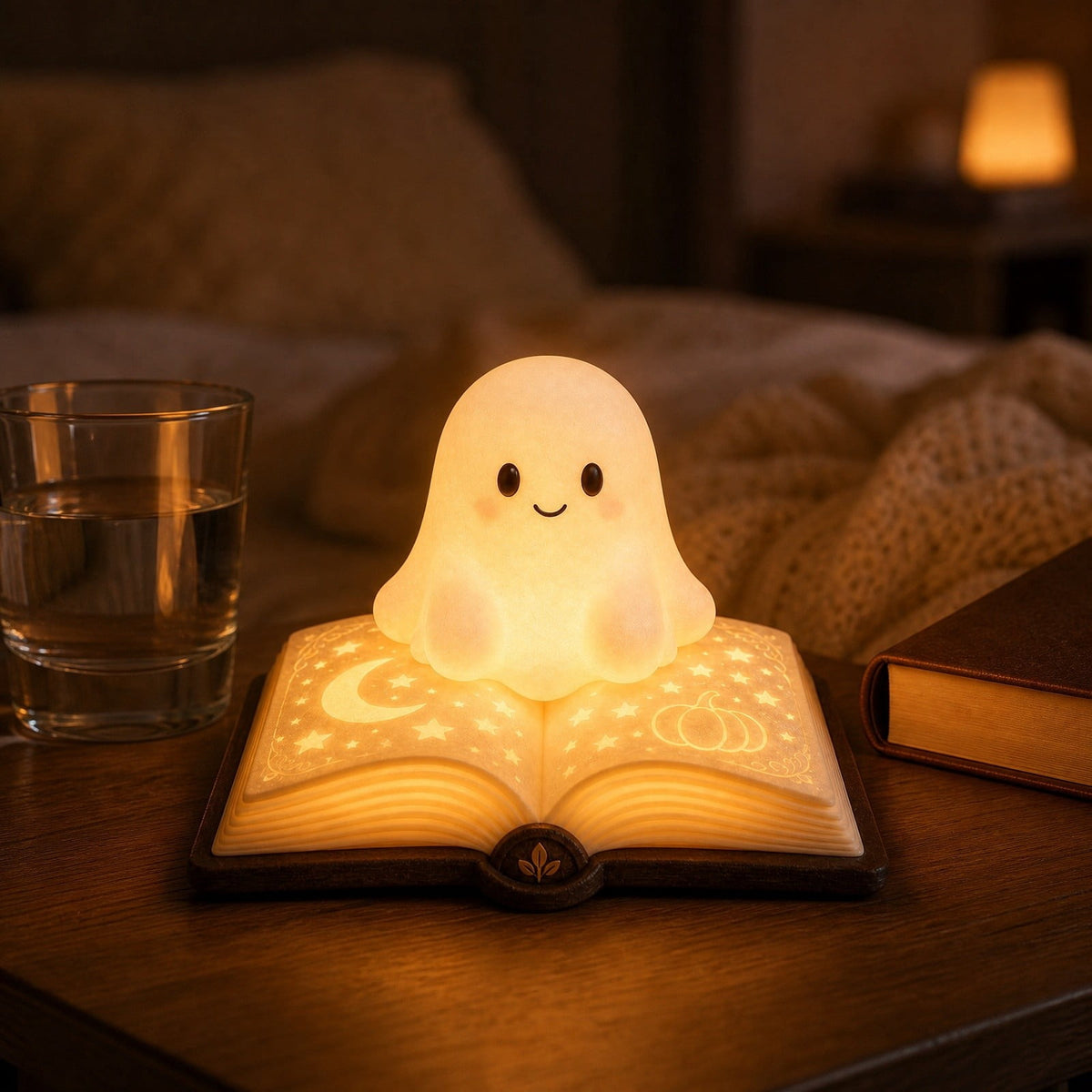 Halloween Ghost Night Light, Cute Ghost Playing The Guitar Lamp, Ghost Warm Lighted Figurine Lamps for Party Bedroom Study Room Home Dorm, Halloween Decor Indoor