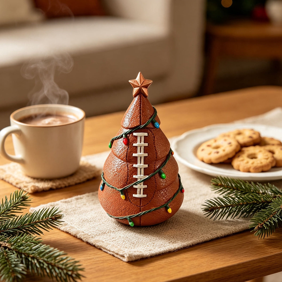 Christmas in july Decorations, Christmas Tree Resin Figurine, Sports Themed Tabletop Decor for Fall Thanksgiving Summerween, Unique Holiday Gift